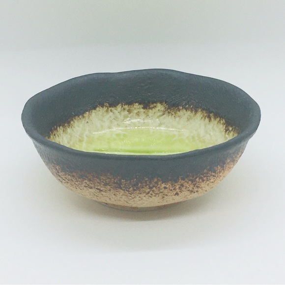 Handmade pottery bowl set condiment /dessert bowls cream green gray brown - Picture 7 of 9